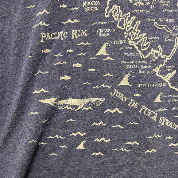 WESTCOATEES | Graphic Tee | Vancouver Island Map | Heather Blue |T-shirt |Size M - Picture 5 of 15
